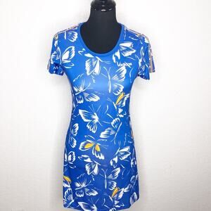 Adidas Farm Rio blue white butterfly print athletic dress size Extra Small XS